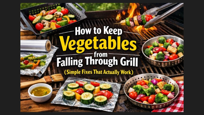 Learn ways to keep vegetables from falling through grill cooking