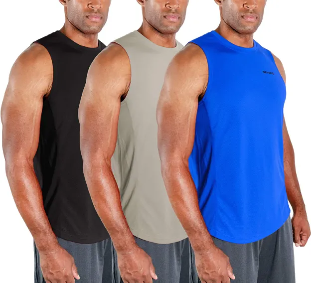 DEVOPS 3 Pack Men's Muscle Shirts Sleeveless Dri Fit Gym Workout Tank Top