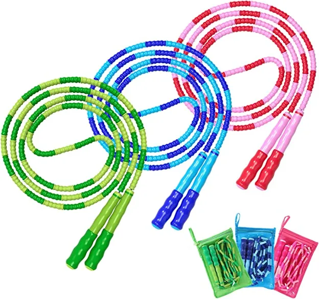 Jump Rope, Adjustable Length Tangle-Free Segmented Soft Beaded Skipping Rope