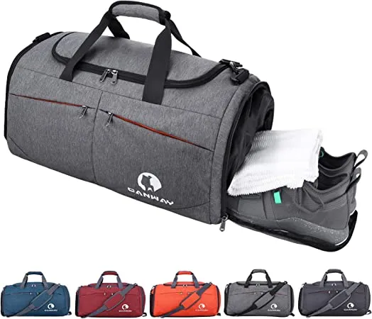 Canway Sports Gym Bag, Travel Duffel bag with Wet Pocket & Shoes Compartment for men women, 45L, Lightweight