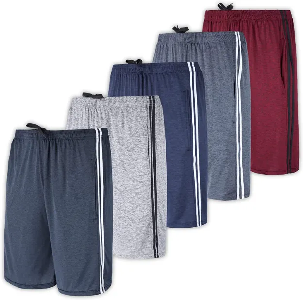 5 Pack:Men's Dry-Fit Sweat Resistant Active Athletic Performance Shorts