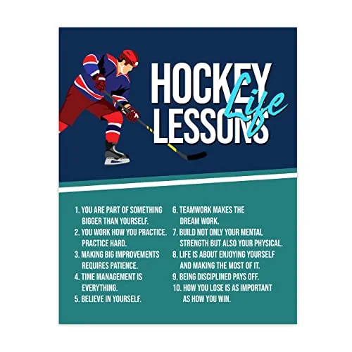 "Hockey Life Lessons" Inspirational Quotes Wall Art Decor - 11 x14" Motivational Poster Print for Players