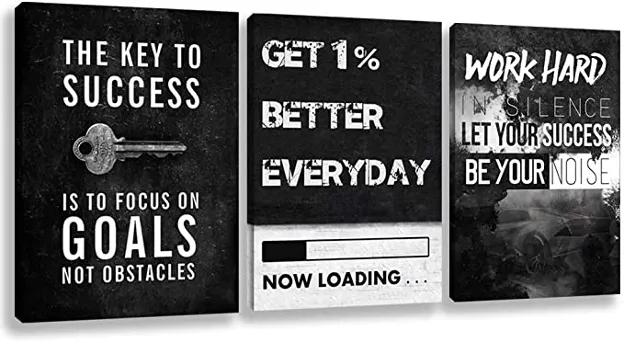 Inspirational Wall Art Canvas Hustle Poster Success Goal Artwork