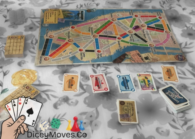 ticket to ride mini all set up and ready to play!
