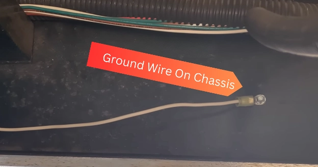 RV chassis showing the ground wire connection point for tank sensor functionality and monitor accuracy.

