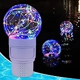 Pool Chlorine Floater with Solar Ball Light, Floating Chlorine Dispenser for 3'' Chlorine Tablets, Anti-Sinking Chlorine Tablet Floater Chemical Dispenser, Pool Chlorine Holder for Spa, Pool
