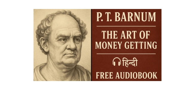 The Art of Money Getting Hindi free audiobook cover by P. T. Barnum featuring a classic portrait.