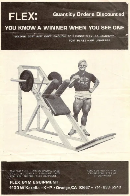 Tom Platz with Flex Leg Press