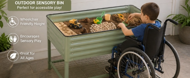 assessible garden bed with wheelchair