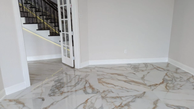 San Michelle White 32x32 Polished Porcelain Tile In Aa Study Room