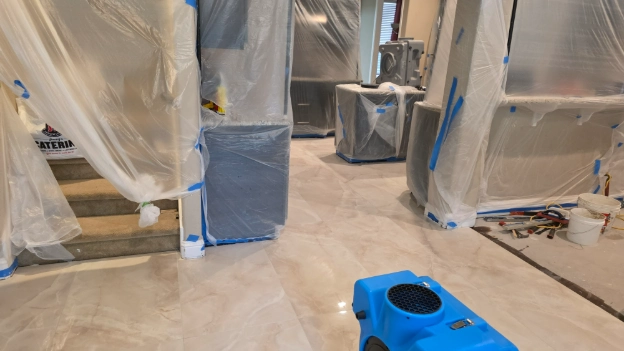 kitchen and breakfast after 24x48 tile installation