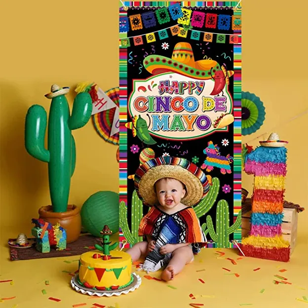 70.8x35.4 Inch Cinco De Mayo Banner, Cinco De Mayo Door Decorations, Cinco De Mayo Door Cover for Cinco De Mayo Party Decorat