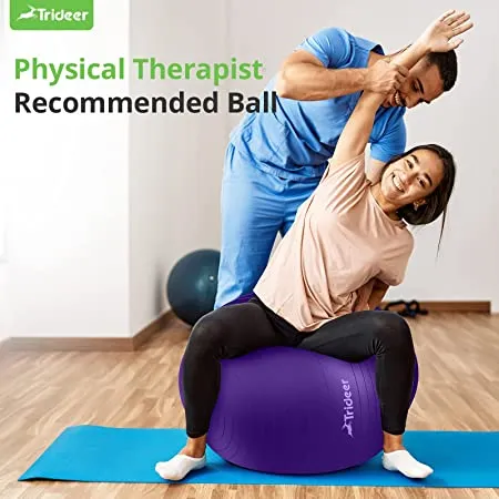 Trideer Extra Thick Yoga Ball Exercise Ball, 5 Sizes Ball Chair, Heavy Duty Swiss Ball for Balance, Stability, Pregnancy, Phy