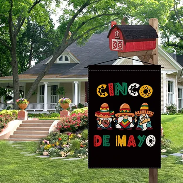 Cinco De Mayo Garden Flag Gnome Vertical Double Sided Mexican Holiday Celebration Yard Sign Mexican Fiesta Party Outdoor Yard