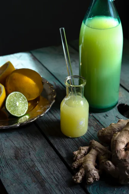 green juice and ginger shot