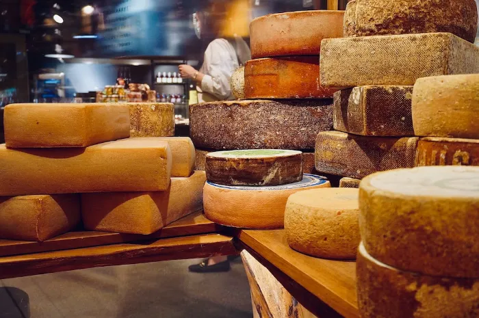 rounds of aged cheeses