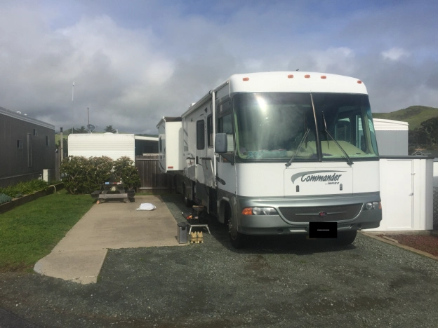 Alt Text: Photo of a spacious, level gravel RV site at Bella Vista RV park, suitable for a large Class A rig