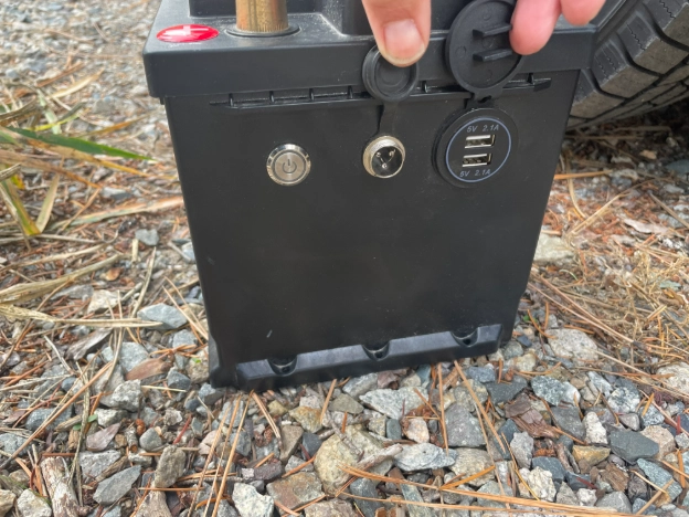 image of a LifeP04 lithium battery with USB ports on the side for ease of use in Vanlife