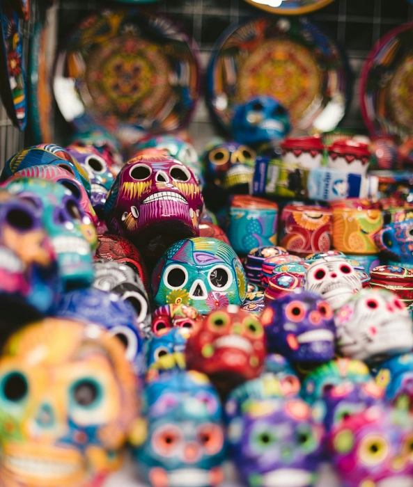 vibrant photo of traditional Mexican Sugar Skulls