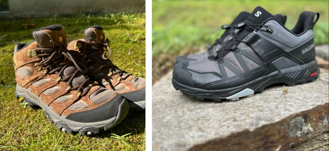 side by side comparsion of merrell moab 3 vs salomon x 4 ultra