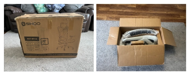 SIHOO Doro C300 unboxing showing parts of an ergonomic office chair UK for long sitting hours and lower back support