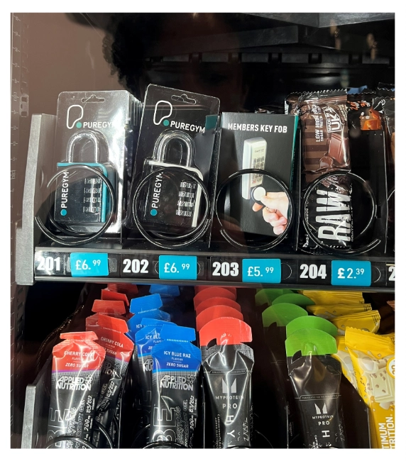 Pure Gym locker padlocks available to buy from the vending machine