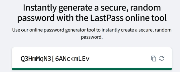 Free LastPass password generator creating a strong secure password for small business and virtual assistants.