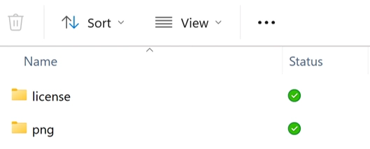 Flaticon Review screenshot showing the extracted icon folders, including licence and PNG files.