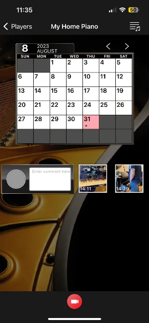 My Music Recorder Yamaha App calendar