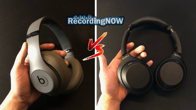 Beats Studio 3 vs Sony WH 1000XM4 side by side in hand