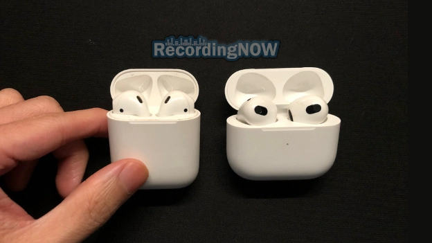 Apple AirPods 2nd generation vs 3rd generation inside of charging cases