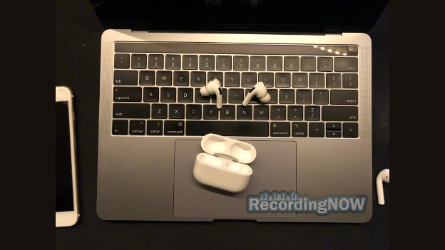 AirPods Pro 2 on MacBook Pro keyboard