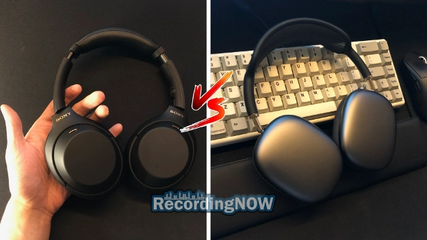 Holding Sony WH 1000XM4 vs AirPods Max side by side