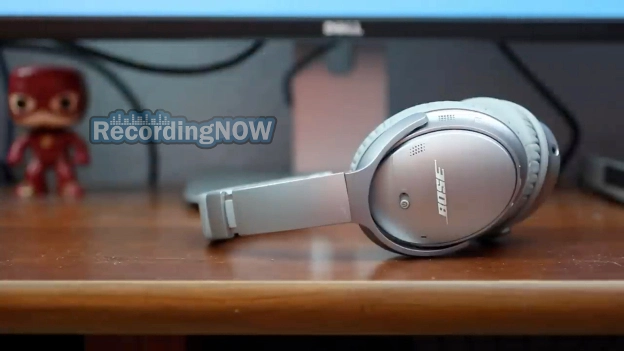 Side view of Bose QC35 II headphones on desk