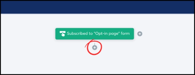 Clicking the + icon to add an action to a Systeme.io workflow