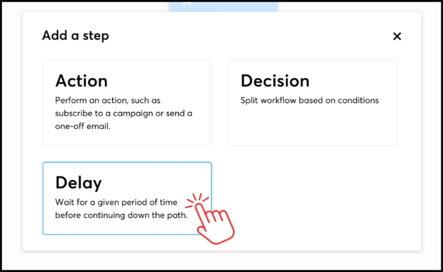 Selecting Delay in a Systeme.io workflow