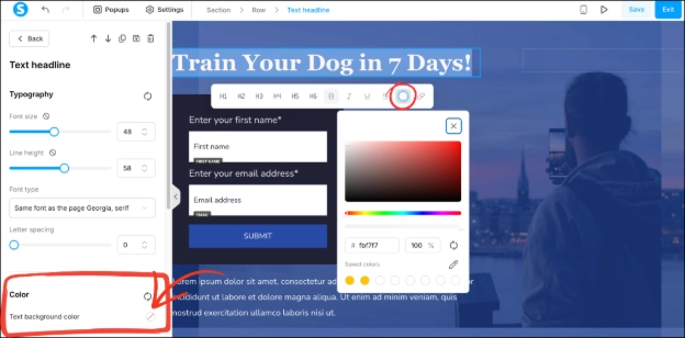Changing the font color in Systeme.io's funnel builder