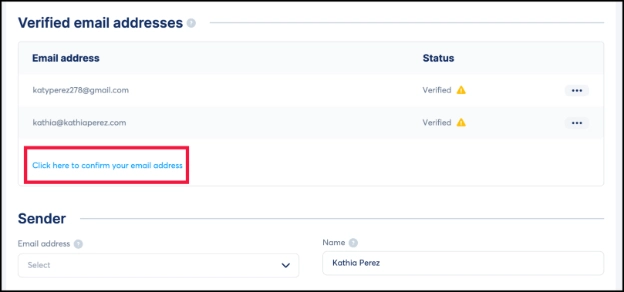 Adding a sender email address to verify in Systeme.io