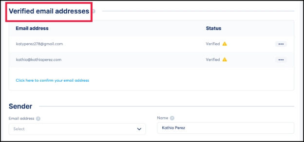 Verified email addresses in Systeme.io