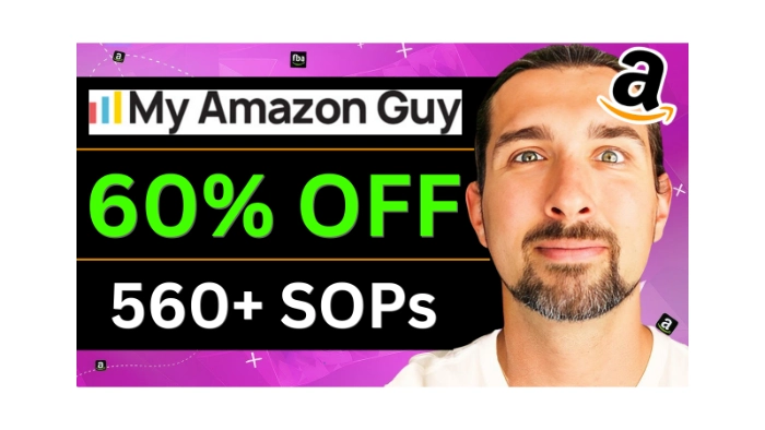 My Amazon Guy SOP Library 60% Off promotion with 560+ Amazon Seller SOPs featured in thumbnail