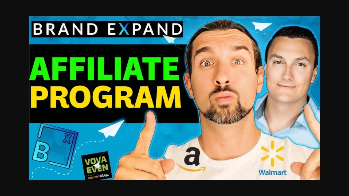 Affiliate program marketing banner with Amazon and Walmart logos