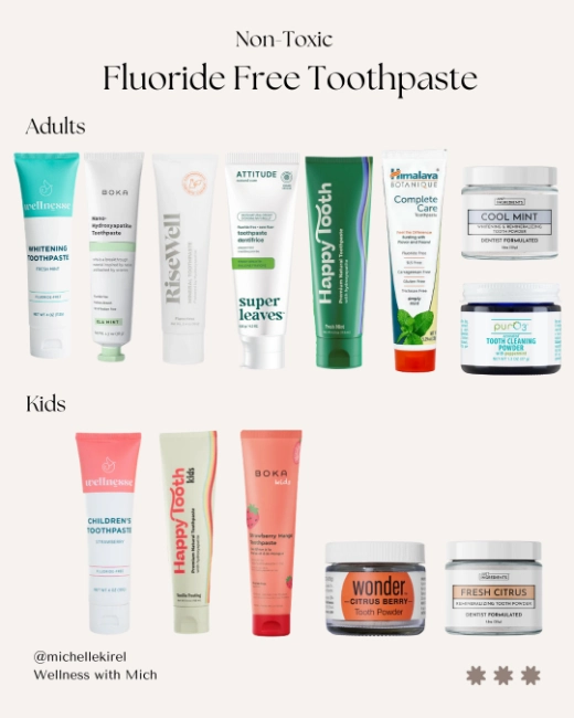 Fluoride free toothpaste and tooth powder for holistic oral health.