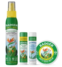 Badger non-toxic bug spray and bug itch relief are infant beach essentials for summer.