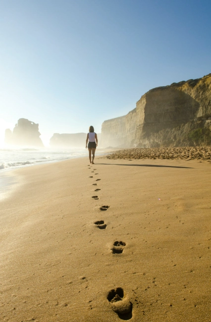 woman walking on the beach